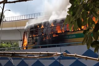School Bus Gutted In Fire In Kolkata