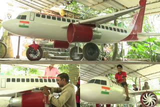 man created air india flight model in idukki  എയർ ഇന്ത്യ  എയർ ഇന്ത്യ വിമാനത്തിന്‍റെ മാതൃക  പ്രിന്‍സ് ഭുവന ചന്ദ്രൻ  ഇടുക്കിയിൽ വിമാനത്തിന്‍റെ മാതൃക  ഇടുക്കിക്ക് ഇനി സ്വന്തമായി എയർ ഇന്ത്യ വിമാനം  india flight model