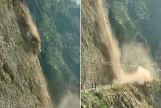 Road blocked due to landslide