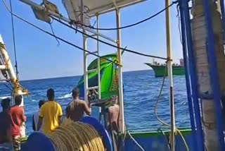 fishing boat sunk in the middle sea