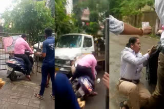 woman traffic policeman was hit by a bike  ട്രാഫിക് ഉദ്യോഗസ്ഥയെ വാഹനം ഇടിച്ച് കൊല്ലാൻ ശ്രമം  ട്രാഫിക് ഉദ്യോഗസ്ഥയെ സ്‌കൂട്ടർ കൊണ്ട് ഇടിച്ചിട്ടു  വനിത പൊലീസ് ഉദ്യോഗസ്ഥയെ അപായപ്പെടുത്താൻ ശ്രമം  വനിത ട്രാഫിക് ഉദ്യോഗസ്ഥയെ കൊലപ്പെടുത്താൻ ശ്രമം  മഹാരാഷ്‌ട്രയിൽ ട്രാഫിക് ഉദ്യോഗസ്ഥയെ കൊല്ലാൻ ശ്രമം  Attempt to kill A woman traffic policeman  നിയമം ലംഘിച്ച സ്‌കൂട്ടർ പിടിച്ചെടുത്ത വൈരാഗ്യം  വനിത പൊലീസ് ഉദ്യോഗസ്ഥയെ സ്‌കൂട്ടർ ഇടിച്ച്