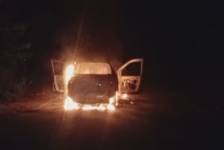 shivpuri moving car fire On Road