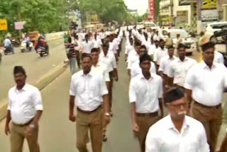 RSS workers carry out a march in Puducherry