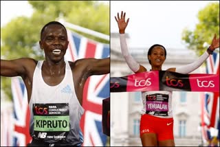 London Marathon  Amos Kipruto  Yalemzerf Yehualaw  अमोस किप्रुतो  लंदन मैराथन  येलेमजर्फ येहुआलॉ