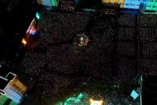 Gujarat Devotees perform Maha aarti at a temple in