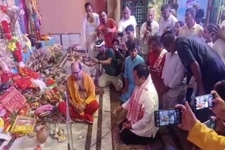 Union Minister Sarbananda Sonowal at Puja Mandap in Bokakhat
