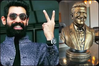 puneeth rajkumar statue in actor Rana Daggubati office