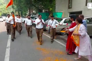 RSS के स्थापना दिवस पर नानकपुरा में निकला पैदल मार्च