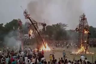 ravan effigy fell on people in yamunanagar