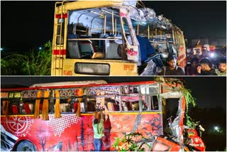 Accident  Bus Accident in Vadakkancherry palakkad  ടൂറിസ്റ്റ് ബസും സൂപ്പര്‍ ഫാസ്റ്റും കൂട്ടിയിടിച്ചു  വടക്കഞ്ചേരി ബസ് അപകടം  മുളന്തുരുത്തി വെട്ടിക്കൽ ബസേലിയോസ്  പാലക്കാട് വാര്‍ത്തകള്‍