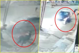 High speed car hit bike riders in Jabalpur incident recorded in CCTV