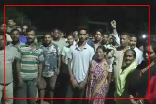 Protests against land mafia at Lanka police station