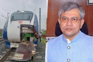 Vande Bharat Train hit by Buffaloes gets its cone replaced  Railway Minister  Ashwini Vaishnaw  collision with cattle  മുംബൈ  റെയിൽവേ മന്ത്രി  അശ്വിനി വൈഷ്‌ണവ്  വന്ദേഭാരത് എക്‌സ്‌പ്രസിന്‍റെ മുൻഭാഗം തകർന്നു  vande bharat train  Indian Railway engineers  Nose Cone Cover  Vande Bharat train  Mumbai Central depot
