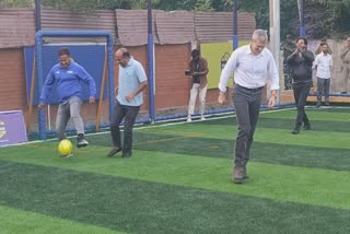 Omar Abdullah playing football