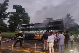 bus fired at maharastra nasik several dead