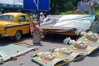 Rammohan Sammilani Tableau for Durga Puja Carnival Damaged by Reckless Taxi