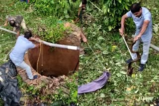 Cobra  Cobra Caught from well  Kottayam  Pala  Cobra caught from well adventurously  Forest Division  Forest  മൂര്‍ഖന്‍  മൂര്‍ഖന്‍ ഒടുവില്‍ പിടിയില്‍  പാമ്പിനെ പിടികൂടിയത് അതിസാഹസികവും ശാസ്‌ത്രീയവുമായി  കോട്ടയം  പാലാ  അന്തീനാട്  ഏഴടിയോളം നീളമുള്ള മൂർഖനെ  വനം വകുപ്പിന്‍റെ  മുണ്ടക്കയം  വണ്ടൻപതാൽ