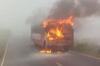 Video: Bus catches fire in Nashik, 33 passengers alight safely