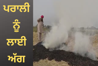 Farmers set fire to stubble in Amritsar