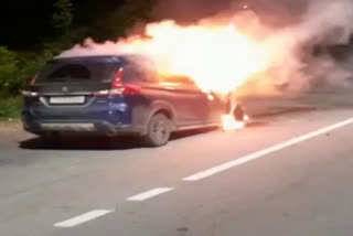 fire on car