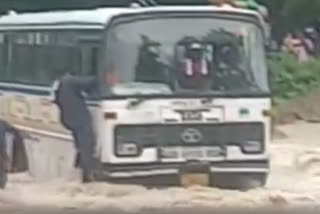 Close shave for passengers after roadways bus stuck in drain in Uttarakhand