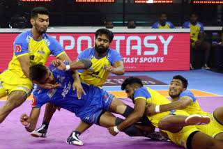 Pro Kabaddi league 2022  Haryana Steelers win  Telugu Titans win  Kabaddi league 2022 in Bengaluru  Sri Kantheerava Indoor Stadium  ಪ್ರೋ ಕಬಡ್ಡಿ ಲೀಗ್‌ 2022  ಹರಿಯಾಣ ಸ್ಟೀಲರ್ಸ್‌ ತಂಡಗಳಿಗೆ ಜಯ  ತೆಲುಗು ಟೈಟಾನ್ಸ್‌ ಮತ್ತು ಹರಿಯಾಣ ಸ್ಟೀಲರ್ಸ್‌ ತಂಡಗಳು ಜಯ  ಶ್ರೀ ಕಂಠೀರವ ಒಳಾಂಗಣ ಕ್ರೀಡಾಂಗಣ  ಪಾಟ್ನಾ ಪೈರೇಟ್ಸ್‌ ವಿರುದ್ಧ ತೆಲುಗು ಟೈಟಾನ್ಸ್​ಗೆ ಜಯ  ತಮಿಳು ತಲೈವಾಸ್‌ ವಿರುದ್ಧ ಗೆದ್ದ ಹರಿಯಾಣ ಸ್ಟೀಲರ್ಸ್‌  ವಿವೋ ಪ್ರೋ ಕಬಡ್ಡಿ ಲೀಗ್‌ನ 9ನೇ ಆವೃತ್ತಿ