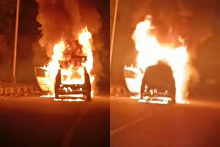 Car fire in Banjara Hills