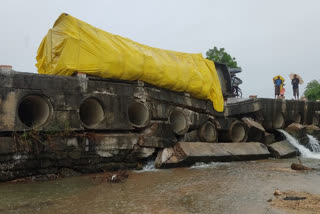 Cement laden truck overturned