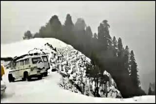 Snowfall in Shikari Devi Temple.