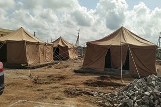 Setting up tents for campaigning