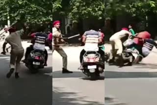 जमुई पुलिस ने स्कूटी सवार को गिराया