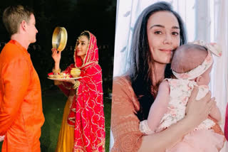 Preity Zinta latest news, Preity Zinta karwa chauth, bollywood divas karwa chauth 2022, preity zinta phulkari dupatta