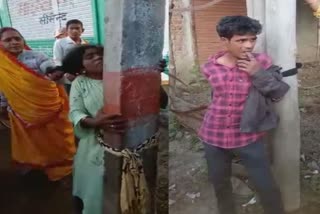 beat up accused tying to electric pole in guna