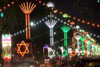 Shehnai vadan on Diwali in Jaipur main crossings along with Azadi ka amrit mahotsav lighting theme