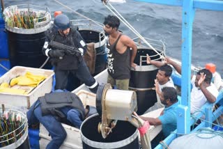 In a sea air coordinated op Indian Coast Guard ship Shaurya apprehended Sri Lankan fishing boatEtv Bharat