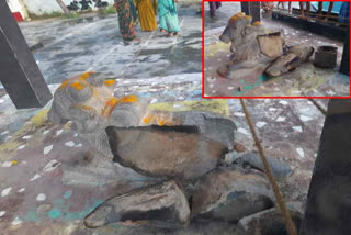 Nandi statue destroyed