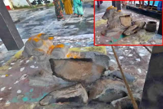 'Treasure hunters' vandalize Nandi idol in an ancient Shiva temple