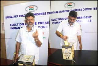 DK Shivakumar cast first vote