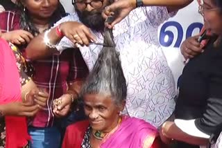 dayabhai cuts hair  on the end of fasting  hungerstrike  hungerstrike of dayabhai  dayabhai strike  latest news today  latest news in trivandrum  ദയാബായി  മുടി മുറിക്കുമെന്ന വാഗ്‌ദാനം നിറവേറ്റി  പ്രതിജ്ഞ പരസ്യമായി നിറവേറ്റി  തിരുവനന്തപുരം ഏറ്റവും പുതിയ വാര്‍ത്ത  ഇന്നത്തെ പ്രധാന വാര്‍ത്ത