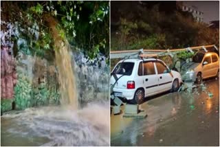 Some vehicles damaged  Some vehicles damaged after a wall collapsed  wall collapsed due to heavy rain in Bengaluru  heavy rain in Bengaluru  ಮಳೆಗೆ ಗೋಡೆ ಕುಸಿದು ಹಲವಾರು ಕಾರುಗಳು ಜಖಂ  ಕಳಪೆ ಕಾಮಗಾರಿ ವಿರುದ್ಧ ಜನ ಆಕ್ರೋಶ  ರಸ್ತೆಯಲ್ಲಿ ನಿಲ್ಲಿಸಿದ್ದ ಹಲವಾರು ವಾಹನಗಳು ಜಖಂ  ಬೆಂಗಳೂರಿನಾದ್ಯಂತ ಬುಧವಾರ ಸುರಿದ ಭಾರೀ ಮಳೆ  ಕಳೆದ ಮೂರು ದಿನಗಳಿಂದ ಸಾಧಾರಣ ಮಳೆ  ಮೋಡ ಕವಿದ ವಾತಾವರಣ  ಭಾರತೀಯ ಹವಾಮಾನ ಇಲಾಖೆ  ಬೆಂಗಳೂರಿನಲ್ಲಿ ಲಘು ಮಳೆಯಾಗುವ ಸಾಧ್ಯತೆ  ಬೆಂಗಳೂರಿನ ಹಲವೆಡೆ ಪ್ರವಾಹದಂತಹ ಪರಿಸ್ಥಿತಿ ನಿರ್ಮಾಣ