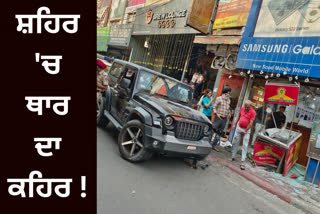 In Patiala, the speeding Thar caused fury in the city, breaking the glass of shops
