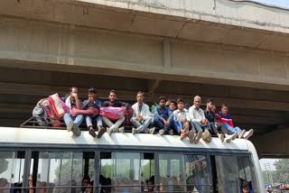 passengers traveling on bus roof