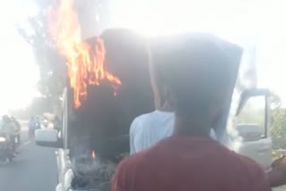 Fire in moving car on Haridwar Delhi Highway