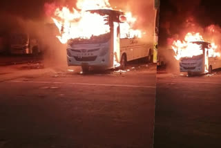 Bus torched in Ranchi, driver- conductor burnt alive