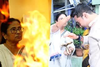 Mamata Banerjee celebrating kalipuja