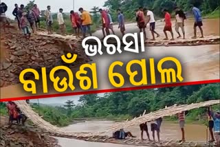 Villagers made bamboo bridge