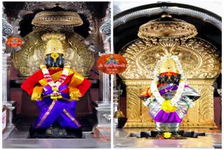 beautiful arrangement of marigold flowers in the Vitthal temple