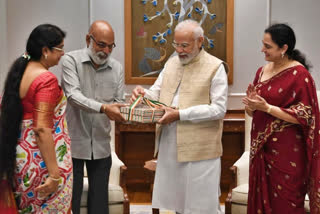 Prime Minister Narendra Modi received the first copy of 'The Immortal Saga - India's Struggle for Freedom' brought out by Eenadu as part of Azadi Ka Amrit Mahotsav celebration.