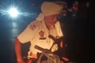 Video of drunk policeman riding bike without helmet went viral in Punjab's Tarn Taran