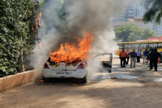 Fire from a parking car